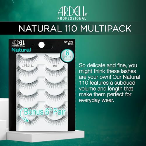 Image 3 of Ardell False Eyelashes Natural Lashes 110 Black - Reusable Strip for Everyday Wear, 2 Pack