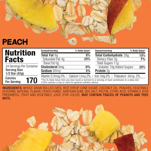 Image 3 of Bobo's Peach Oat Bars, Simple Ingredients, Whole Grain Oats, Plant Based, Gluten Free Breakfast Bars, Non-GMO, Healthy Snacks for Adults & Kids (12 Bars)