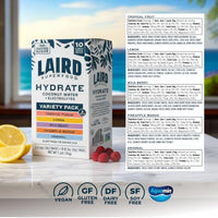 Thumbnail for Image 2 of Laird Superfood Hydrate Electrolyte Drink Mix with Coconut Water Variety Pack 10 Single Serve Stick Packs