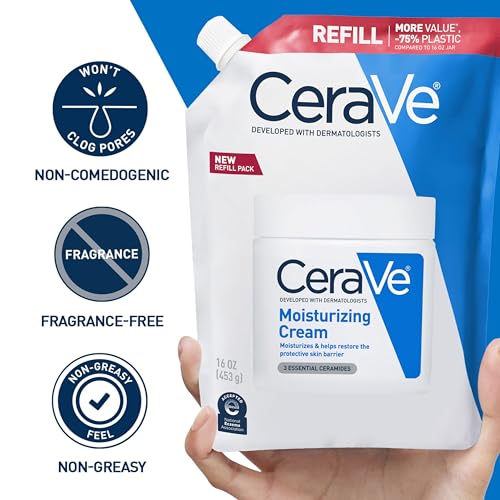 Image 6 of CeraVe Moisturizing Cream, Face & Body Moisturizer, Dry Skin, 16oz Refill