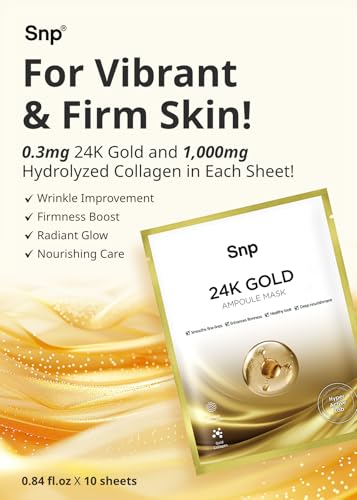 Image 4 of SNP 1000mg Collagen  24K Gold Ampoule Sheet Mask 10 Sheets