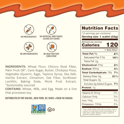 Image 2 of Rip Van Wafels Dutch Caramel & Vanilla Stroopwafels, Healthy Snacks, Non-GMO, Low Calorie, Low Sugar (3g), Office Snacks, Keto Friendly, 12 Count