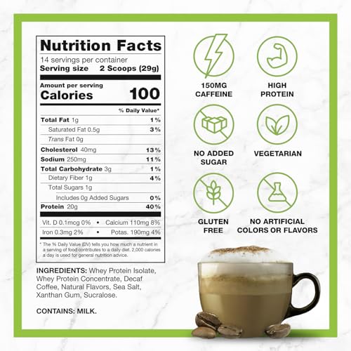 Image 3 of CHIKE Decaf Cappuccino Protein Coffee Powder, 20g Protein, 14 Servings