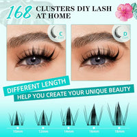 Thumbnail for Image 4 of AMZGIRL LASH Lash Clusters Manga 168Pcs Eyelash Cluster Wet Look Ultra-Thin Invisible Lash Band Eyelashes Extensions Spiky Anime Wide Span Lashes for Beginners