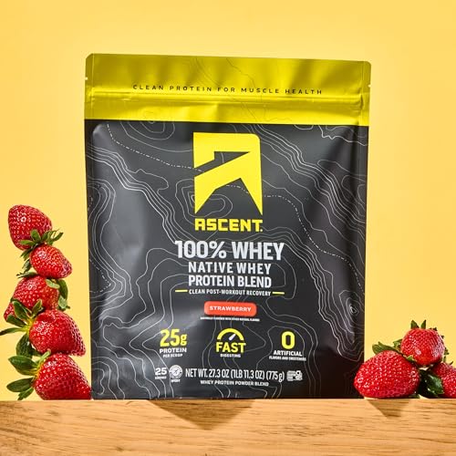 Image 4 of Ascent 100% Whey Protein Powder, Strawberry, 1.7 lb