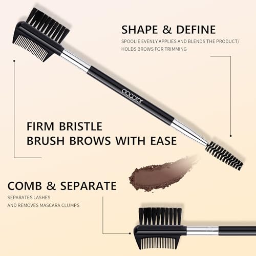 Image 3 of docolor 3 Head Eyebrow Eyelash Shaper Eyelash Comb Double Head Brush Makeup Grooming Tool