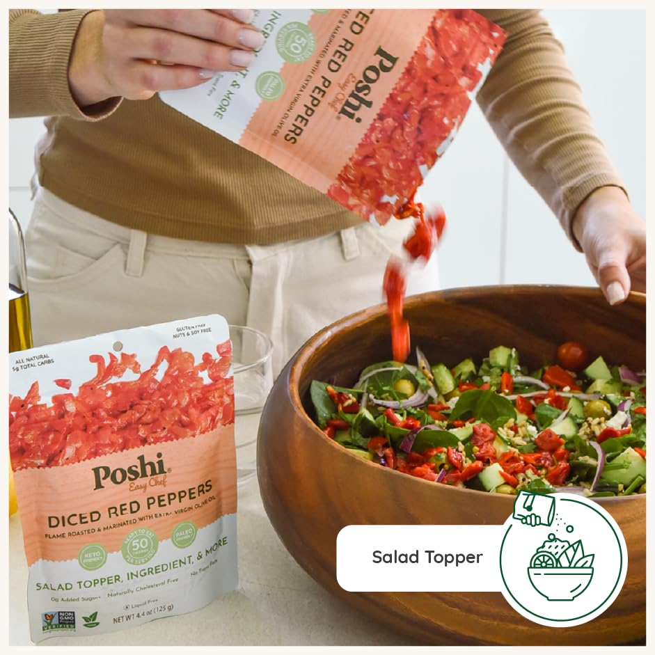 Image 5 of Poshi Diced Red Peppers, Fire-Roasted, Ready-to-Use, 4.4 oz (Pack of 6)
