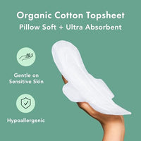 Thumbnail for Image 4 of Rael Organic Cotton Cover Sanitary Pads for Women, Light (Petite, 56 Ct)