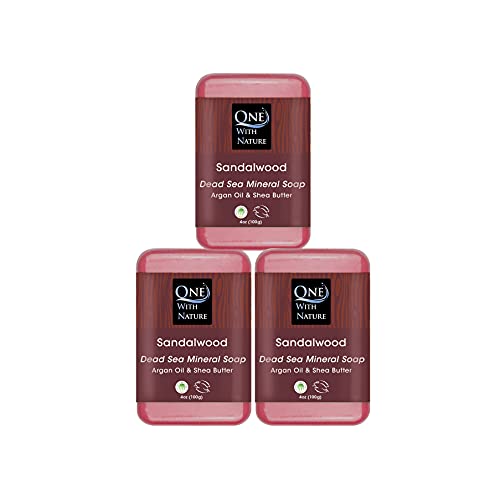 Image 1 of Default Title for the product One With Nature Dead Sea Salt Sandalwood Soap 4oz 3-Pack
