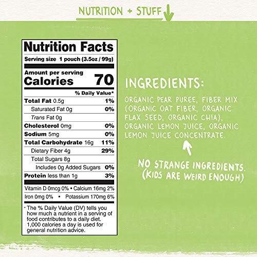 Image 3 of Pumpkin Tree Organics Fruit Snack Pouch, Pear  Fiber  A Squeeze of Lemon, 3.5 Ounce (Pack of 10)