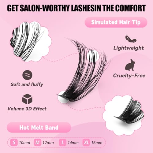 Image 4 of Azenlo Natural Lash Clusters Kit Wispy Eyelash Clusters 120 pcs Cluster Eyelash Extensions C Curl Individual Lashes 10-16 mm Mix Length Natural Look (40D KIT 120 Pcs)