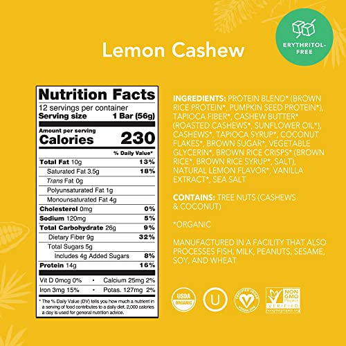 Image 2 of ALOHA Organic Plant Based Protein Bars - Lemon Cashew - 12-Count - Pack of 2