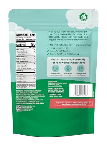 Image 2 of Beech-Nut Mini Waffles Stage 4, Butternut Berry Toddler Snack, 3 oz Bag