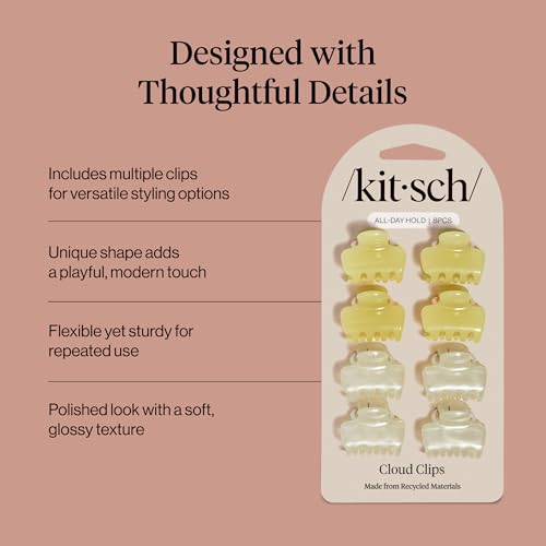 Image 4 of Kitsch Small Hair Clips - Pearlized Cream & Butter Yellow, 8pc