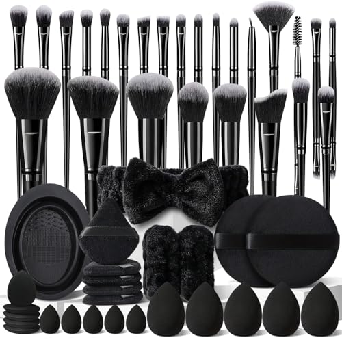 Image 3 of Black 51pcs for the product HGHDBT Makeup Brushes Set Professional Makeup Kit Multi-functional Makeup Tool Set