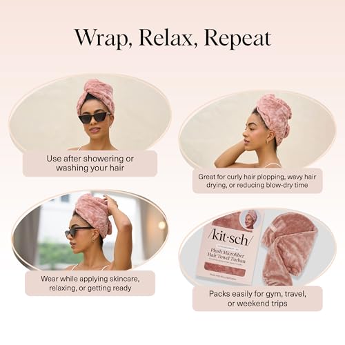 Image 6 of Kitsch XL Microfiber Hair Towel Wrap for Women - Terracotta