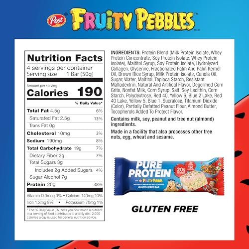 Image 2 of Pure Protein Fruity PEBBLESTM Protein Bars, 20g Protein, Gluten Free, 4 Ct