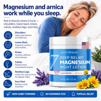 Thumbnail for Image 4 of Seven Minerals Deep Relief Magnesium Night Lotion - Lavender + Arnica Cream for Deep Sleep & Muscle Relief - 6 Fl Oz