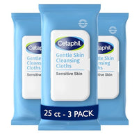Thumbnail for Image 1 of Default Title for the product Cetaphil Cleansing Face & Body Wipes, Fragrance Free, 25ct, 3-Pack