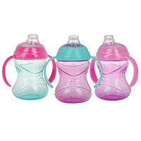 Thumbnail for Image 2 of Pink, Purple & Aqua (Pack of 1) for the product Nuby No-Spill Grip N' Sip Sippy Cup with Clik It Lock