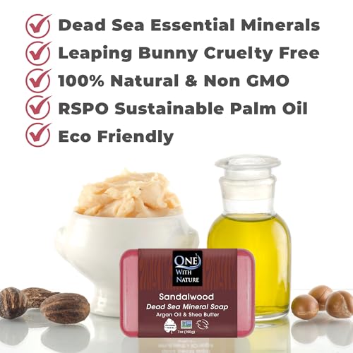 Image 3 of One With Nature Dead Sea Salt Sandalwood Soap 7oz 3-Pack