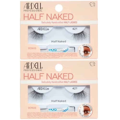 Image 1 of Default Title for the product Ardell Half Naked Lashes 421 – Natural Half Lashes for Outer Corner, Soft & Flattering Fit Wispy Volume False Eyelashes, Includes Duo Lash Glue 1g, 2 Pack