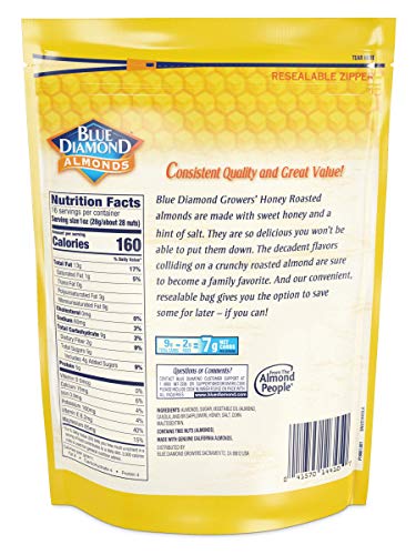 Image 2 of Blue Diamond Almonds Honey Roasted Snack Almonds, 16Oz, Pack of 2