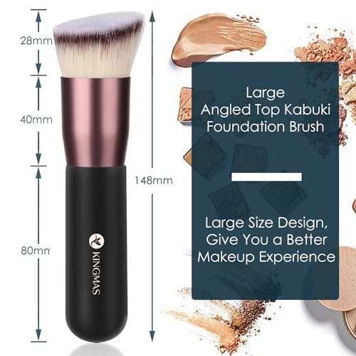 Image 4 of KINGMAS Angled Top Foundation Brush, Premium Kabuki Makeup Brush