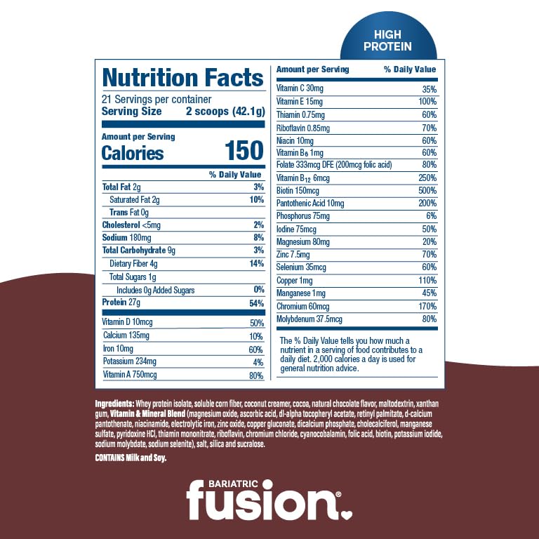 Image 4 of Bariatric Fusion High Protein Meal Replacement, Chocolate, 31.2 oz