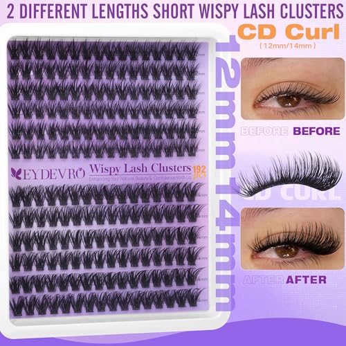 Image 3 of EYDEVRO Wispy Lash Clusters Natural Eyelash Clusters 12-14mm Short Lashes