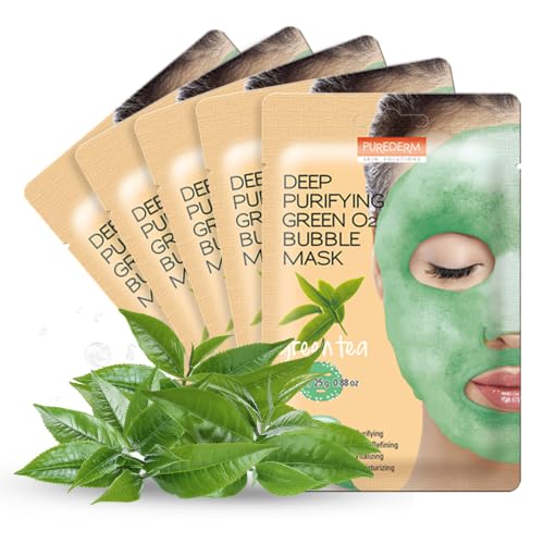 Image 1 of Default Title for the product Purederm Green Tea Bubble Face Mask 5 Pack