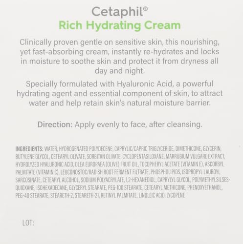 Image 4 of Cetaphil Rich Hydrating Night Face Cream, Hyaluronic Acid, Dry Skin, 1.7oz