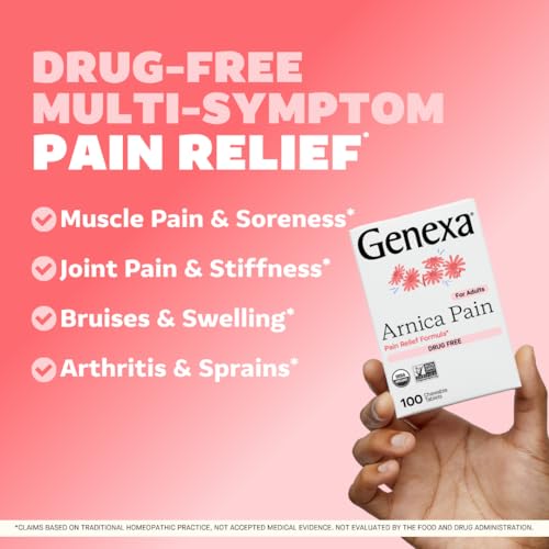 Image 3 of Genexa Arnica Pain Relief Made Clean, 100 Chewable Tablets, Grape Flavor