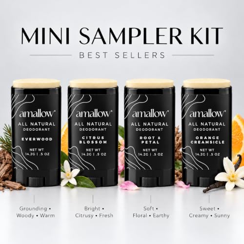 Image 2 of Amallow Natural Deodorant Mini Sampler Kit - 4 Pack (0.5 oz Each)