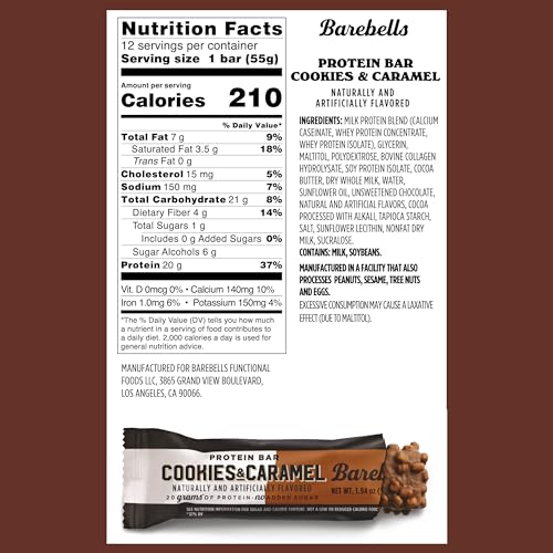 Image 2 of BAREBELLS Protein Bars Cookies and Caramel - 24 Bars (2 Packs of 12)