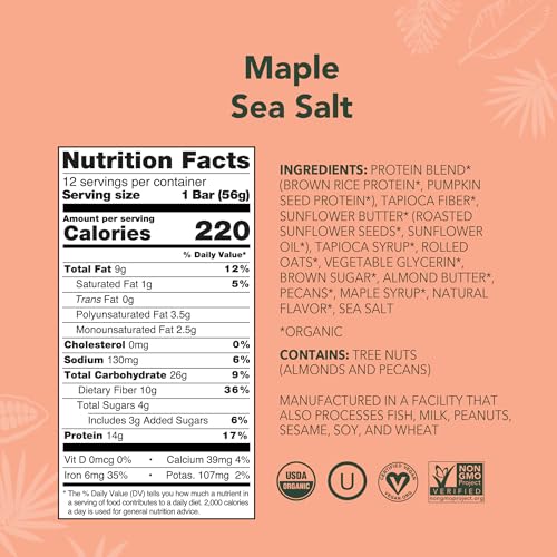 Image 2 of ALOHA Organic Maple Sea Salt Protein Bar, 12 ct (Pack of 4)