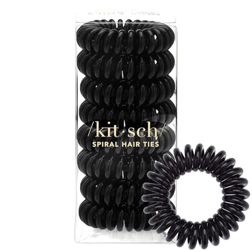 Image 4 of Black / 8 Count (Pack of 1) for the product Kitsch Spiral Hair Ties for Women