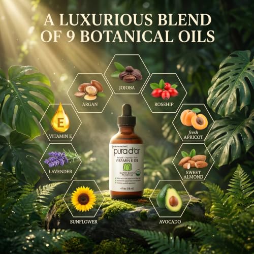 Image 4 of PURA D'OR ORGANIC Vitamin E Oil 70,000 IU for Face, Ayurvedic Skin Care 4oz