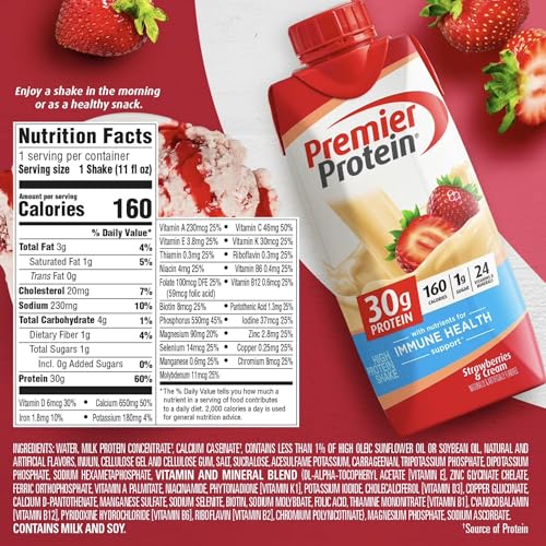 Image 2 of Premier Protein Shake, Strawberries & Cream, 11 fl oz, 15 Pack