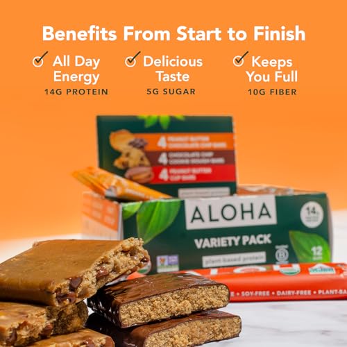 Image 4 of ALOHA Organic Plant Based Protein Bars - 3 Flavor Variety Pack - 12 Count, 1.9oz Bars