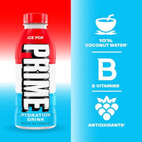 Thumbnail for Image 4 of PRIME Hydration ICE POP | Sports Drinks | Electrolyte Enhanced for Ultimate Hydration | 250mg BCAAs | B Vitamins | Antioxidants | 2g Of Sugar | 16.9 Fluid Ounce | 12 Pack