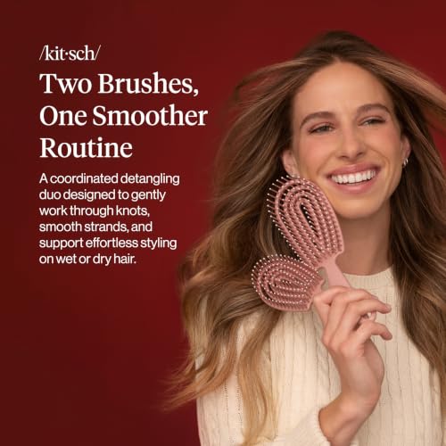 Image 2 of Kitsch Flexi Flow Duo Detangler Brush, Hair Brushes For Women - Terracotta