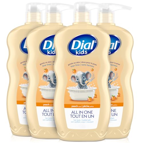 Image 1 of Default Title for the product Dial Kids 3-in-1 Body + Hair + Bubble Bath, Peach, 24 Fl Oz, 4-Pack