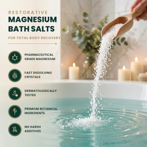 Image 4 of Body Restore Magnesium Bath Salts – Giftable Therapeutic Mineral Bath Soak with Goat Milk, Oat & Probiotics for Dry Sensitive Skin, Relaxation & Skin Barrier Support – Hydration