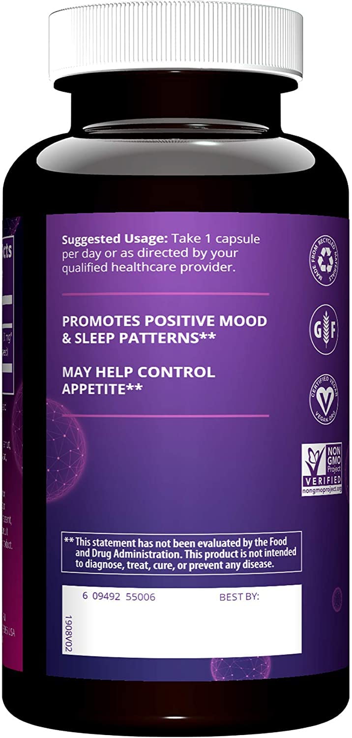 MRM Nutrition - 5-HTP 100 MG Capsules - For Women & Men - Griffonia Bean Extract Supplement, Serotonin Precursor, Restful Sleep, Supports Healthy Appetite Management & Adult Wellness - 60 Servings