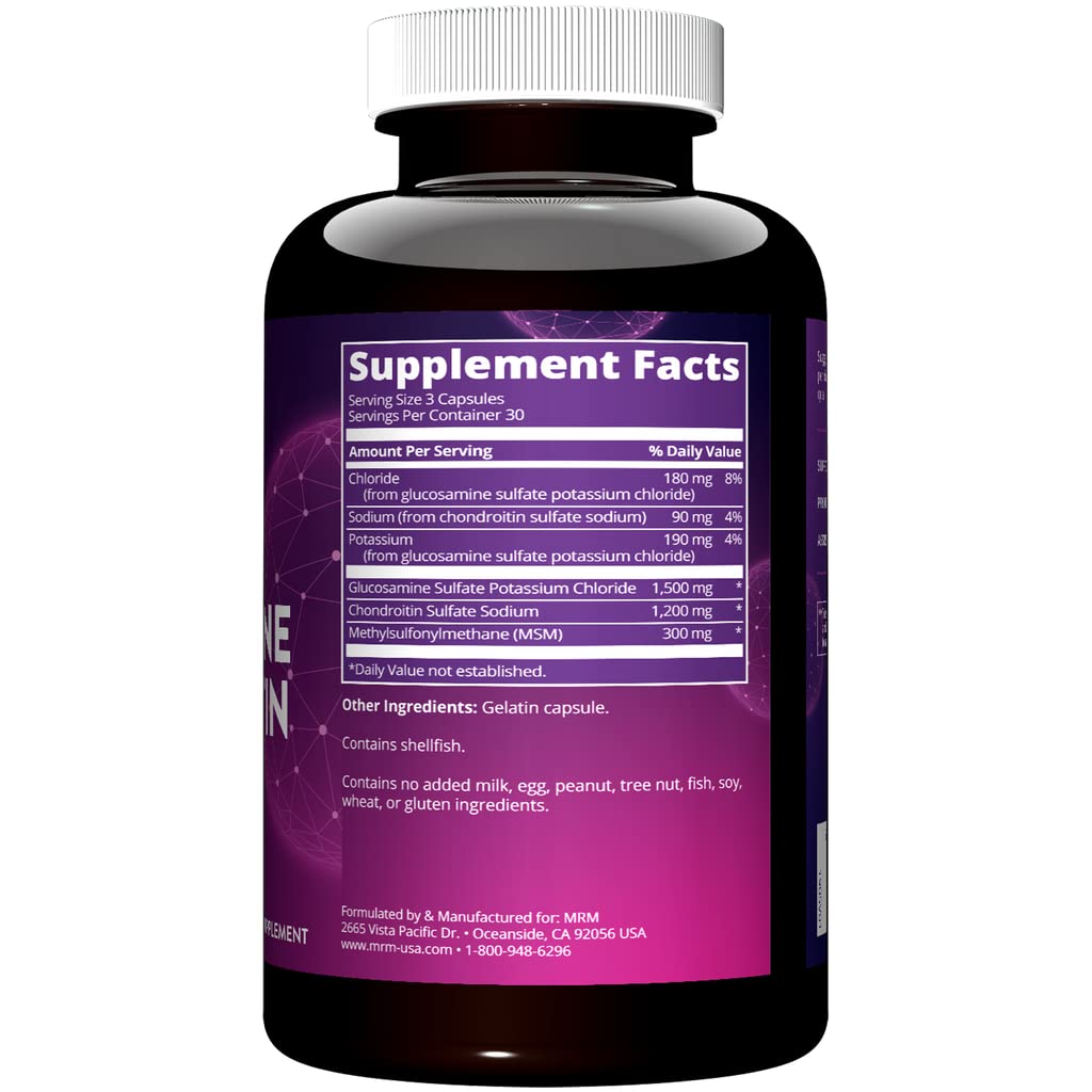 MRM Nutrition Glucosamine Chondroitin MSM - Joint Support Supplement with Glucosamine Sulfate, Chondroitin Sulfate & MSM for Cartilage & Mobility Health, for Women & Men, Gluten Free - 30 Servings