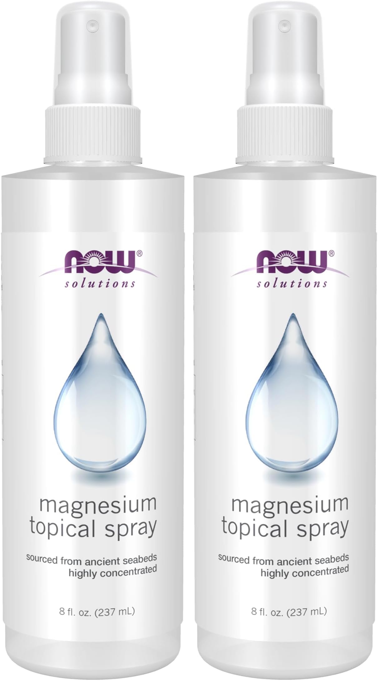 NOW Foods Solutions, Magnesium Topical Spray, from The Ancient Zechstein Seabed, Highly Concentrated, 8 Fl Oz (Pack of 2)