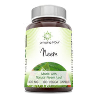Thumbnail for Amazing India Neem (Made with Natural Neem Leaf) Supplement | 500 Mg | 120 Veggie Capsules | Non-GMO | Gluten-Free | Made in USA