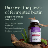 Thumbnail for New Chapter Biotin Supplement, Vegan Hair Skin and Nails Vitamins with Fermented Biotin + Astaxanthin - 60 Count