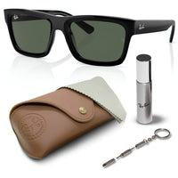 Thumbnail for Ray-Ban RB4396 WARREN BIO-BASED Rectangle Shaped Non-Polarized Sunglasses for Men & Women – Includes Official RAYBAN Eyewear Kit – Ideal Formal & Casual Wear Sunglasses – Dark Green Lens